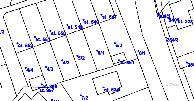 Parcela st. 5/1 v KÚ Horní Lideč, Katastrální mapa