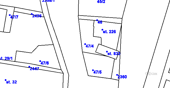 Parcela st. 47/4 v KÚ Horní Lideč, Katastrální mapa