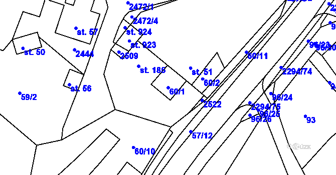 Parcela st. 60/1 v KÚ Horní Lideč, Katastrální mapa