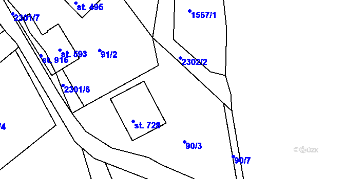 Parcela st. 90/5 v KÚ Horní Lideč, Katastrální mapa