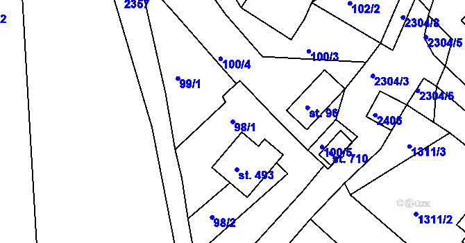 Parcela st. 98/1 v KÚ Horní Lideč, Katastrální mapa