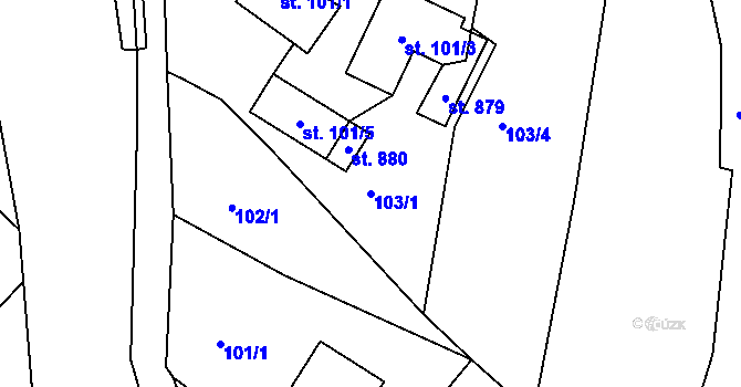 Parcela st. 103/1 v KÚ Horní Lideč, Katastrální mapa