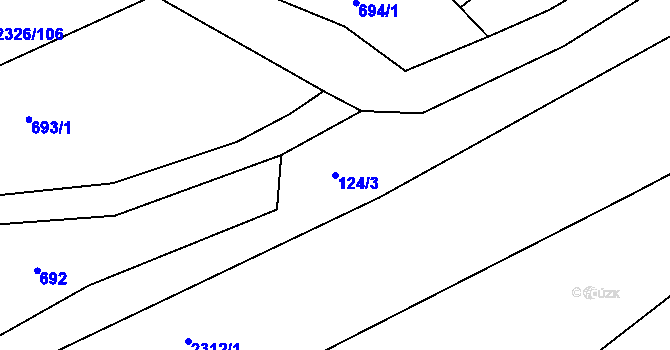 Parcela st. 124/3 v KÚ Horní Lideč, Katastrální mapa