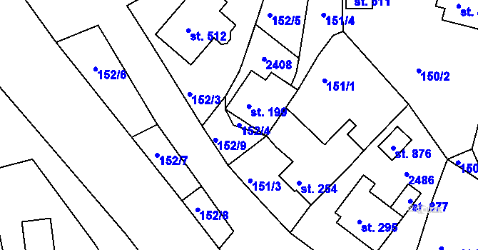 Parcela st. 152/4 v KÚ Horní Lideč, Katastrální mapa