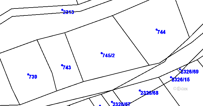 Parcela st. 745/2 v KÚ Horní Lideč, Katastrální mapa