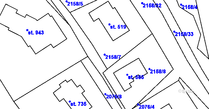 Parcela st. 2158/7 v KÚ Horní Lideč, Katastrální mapa