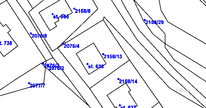 Parcela st. 2158/13 v KÚ Horní Lideč, Katastrální mapa