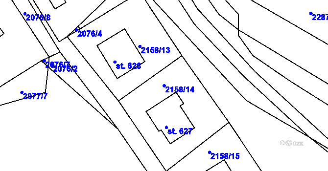 Parcela st. 2158/14 v KÚ Horní Lideč, Katastrální mapa