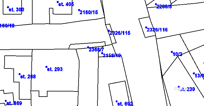 Parcela st. 2158/19 v KÚ Horní Lideč, Katastrální mapa