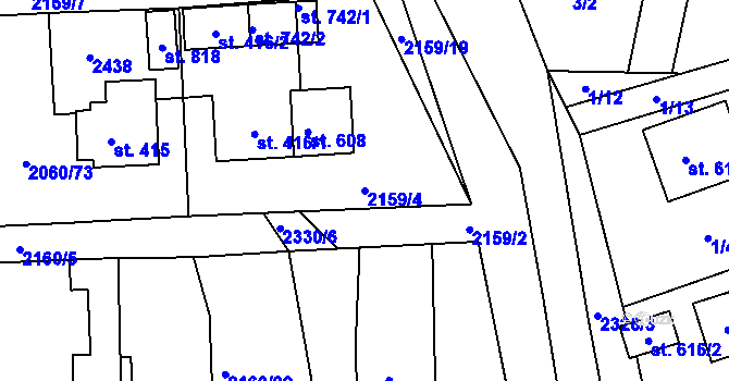 Parcela st. 2159/4 v KÚ Horní Lideč, Katastrální mapa