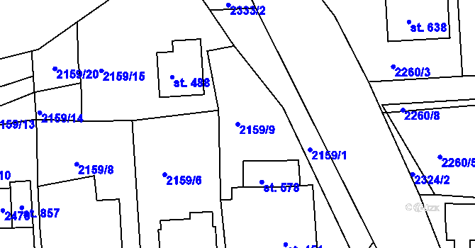 Parcela st. 2159/9 v KÚ Horní Lideč, Katastrální mapa