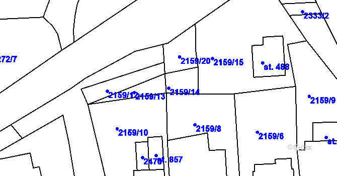 Parcela st. 2159/14 v KÚ Horní Lideč, Katastrální mapa