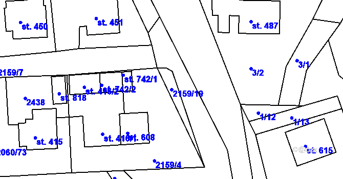 Parcela st. 2159/19 v KÚ Horní Lideč, Katastrální mapa