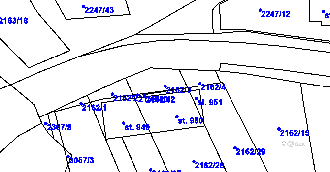 Parcela st. 2162/3 v KÚ Horní Lideč, Katastrální mapa