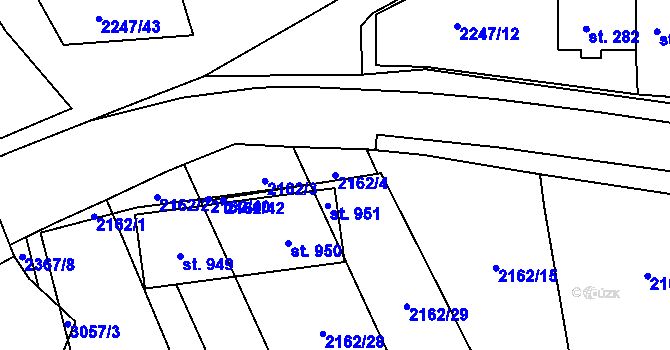 Parcela st. 2162/4 v KÚ Horní Lideč, Katastrální mapa