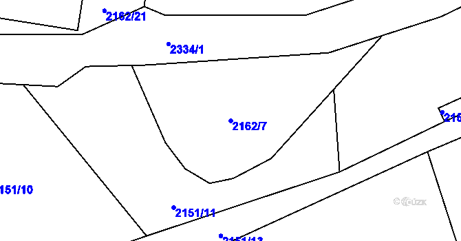Parcela st. 2162/7 v KÚ Horní Lideč, Katastrální mapa