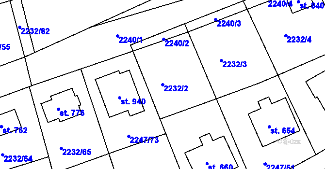 Parcela st. 2232/2 v KÚ Horní Lideč, Katastrální mapa