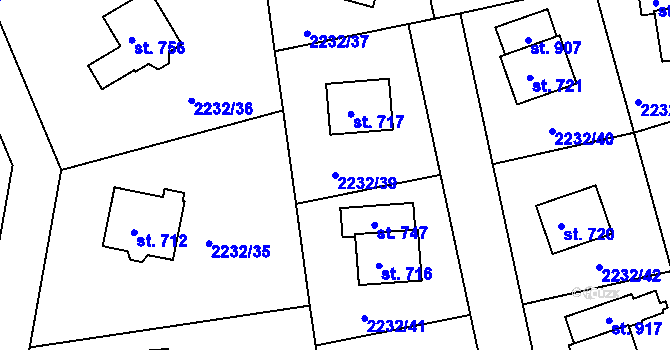 Parcela st. 2232/39 v KÚ Horní Lideč, Katastrální mapa