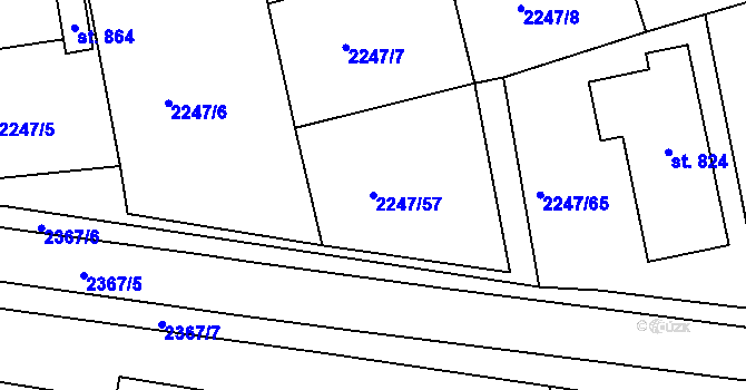 Parcela st. 2247/57 v KÚ Horní Lideč, Katastrální mapa