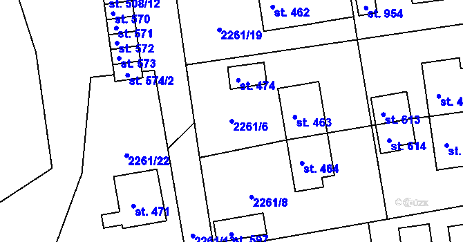 Parcela st. 2261/6 v KÚ Horní Lideč, Katastrální mapa
