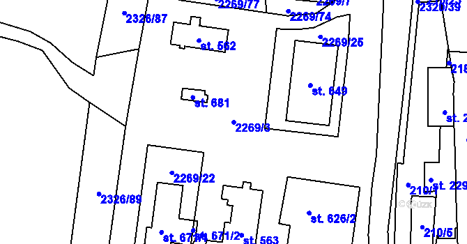 Parcela st. 2269/3 v KÚ Horní Lideč, Katastrální mapa