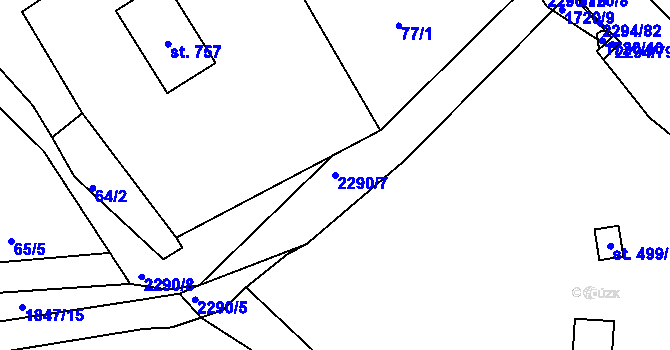 Parcela st. 2290/7 v KÚ Horní Lideč, Katastrální mapa