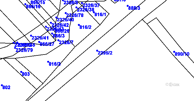 Parcela st. 2295/2 v KÚ Horní Lideč, Katastrální mapa