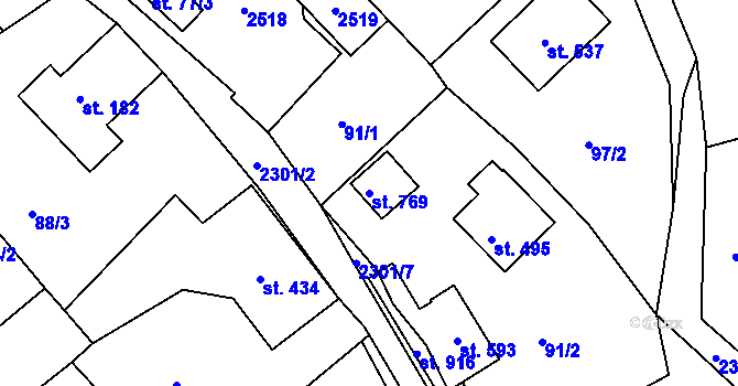Parcela st. 769 v KÚ Horní Lideč, Katastrální mapa