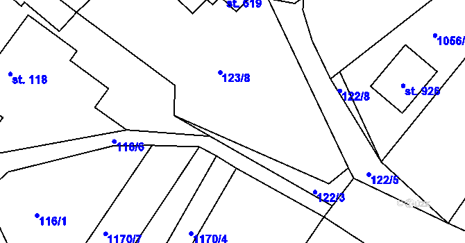 Parcela st. 122/6 v KÚ Horní Lideč, Katastrální mapa