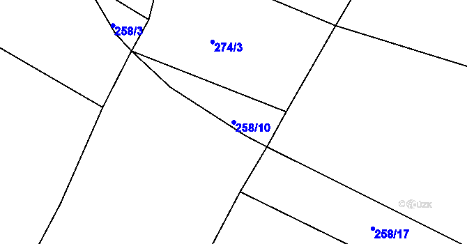 Parcela st. 258/10 v KÚ Horní Lideč, Katastrální mapa