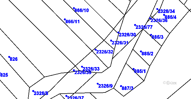 Parcela st. 2326/32 v KÚ Horní Lideč, Katastrální mapa