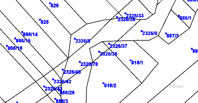 Parcela st. 2326/38 v KÚ Horní Lideč, Katastrální mapa
