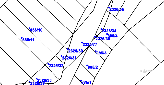 Parcela st. 2326/77 v KÚ Horní Lideč, Katastrální mapa