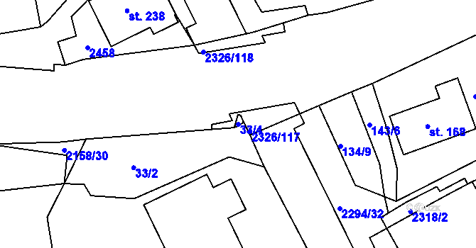 Parcela st. 33/4 v KÚ Horní Lideč, Katastrální mapa