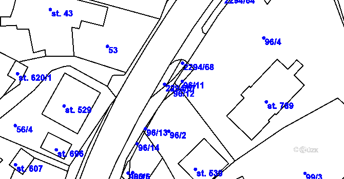 Parcela st. 96/12 v KÚ Horní Lideč, Katastrální mapa