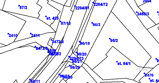 Parcela st. 96/19 v KÚ Horní Lideč, Katastrální mapa