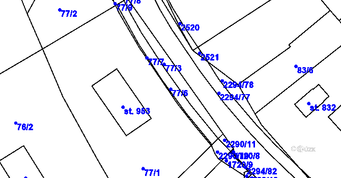 Parcela st. 77/6 v KÚ Horní Lideč, Katastrální mapa