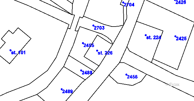 Parcela st. 226 v KÚ Horní Lipka, Katastrální mapa