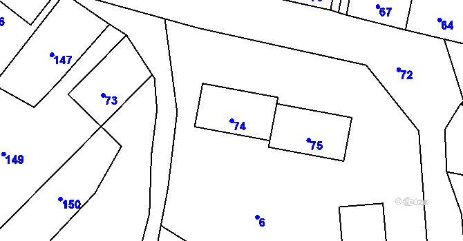Parcela st. 74 v KÚ Horní Loděnice, Katastrální mapa