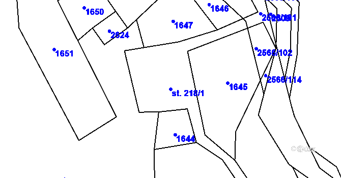 Parcela st. 218/1 v KÚ Horní Lomná, Katastrální mapa