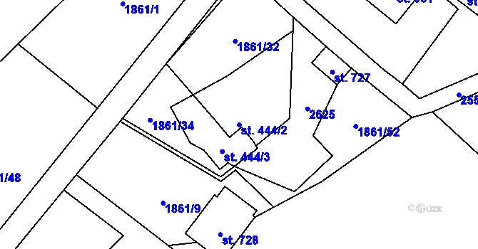 Parcela st. 444/2 v KÚ Horní Lomná, Katastrální mapa