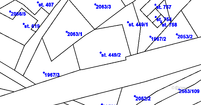 Parcela st. 449/2 v KÚ Horní Lomná, Katastrální mapa