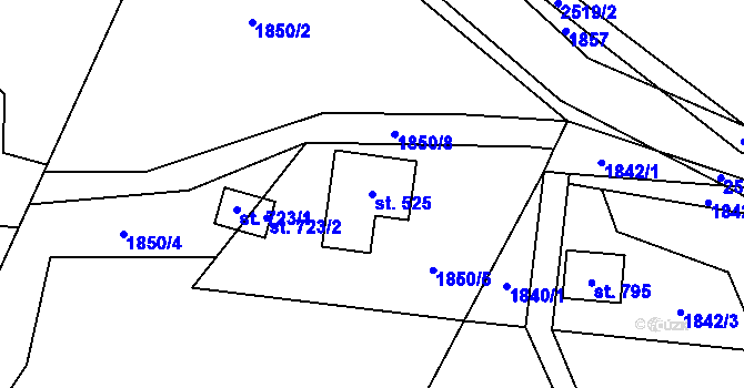 Parcela st. 525 v KÚ Horní Lomná, Katastrální mapa