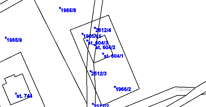 Parcela st. 604/1 v KÚ Horní Lomná, Katastrální mapa