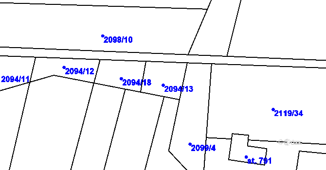 Parcela st. 2094/13 v KÚ Horní Lomná, Katastrální mapa