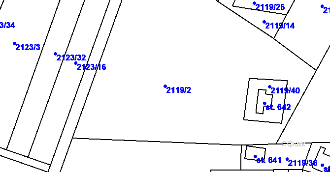 Parcela st. 2119/2 v KÚ Horní Lomná, Katastrální mapa