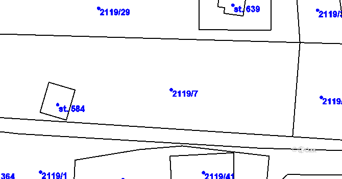 Parcela st. 2119/7 v KÚ Horní Lomná, Katastrální mapa