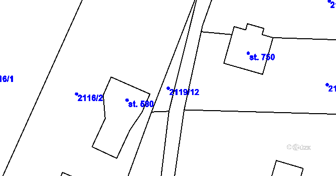 Parcela st. 2119/12 v KÚ Horní Lomná, Katastrální mapa