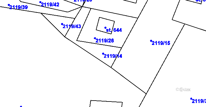 Parcela st. 2119/14 v KÚ Horní Lomná, Katastrální mapa