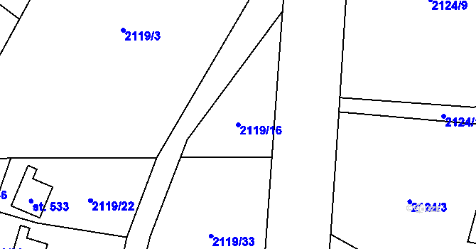 Parcela st. 2119/16 v KÚ Horní Lomná, Katastrální mapa
